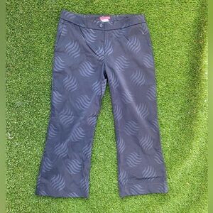 Lea Rome Wide Leg Cropped Shiny Black Alice Pant 🌊 Geometric Pattern Trousers 42